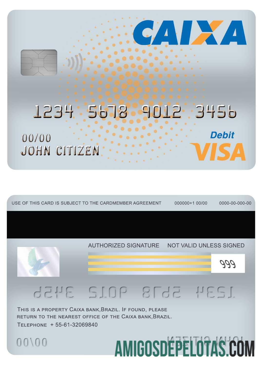 Brazil Caixa Bank Visa Debit Card exemplo